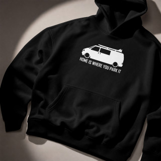 T4 Surfboard Home Is Where You Park It Camper Van Hoodie | Van Life Surf Hoodie