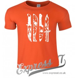 Horror Movie Characters In Knives Halloween T-Shirt