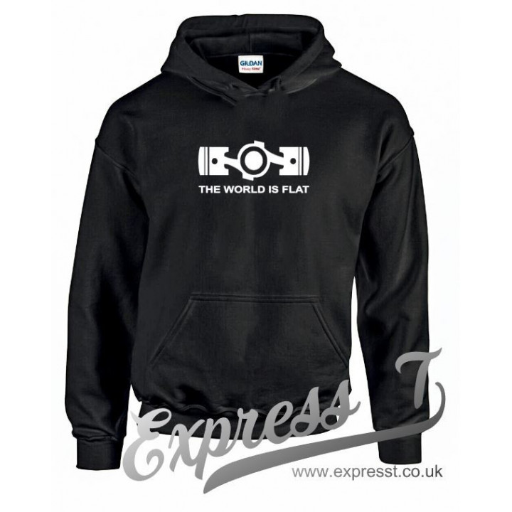 The World Is Flat Hoodie | Flat-4 Engine Automotive Hoodie for Car Enthusiasts