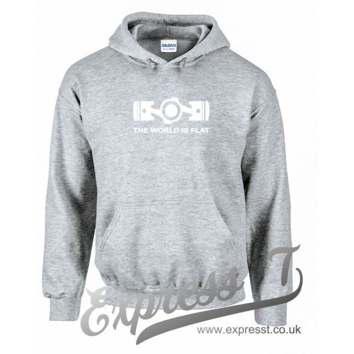 The World Is Flat Hoodie | Flat-4 Engine Automotive Hoodie for Car Enthusiasts