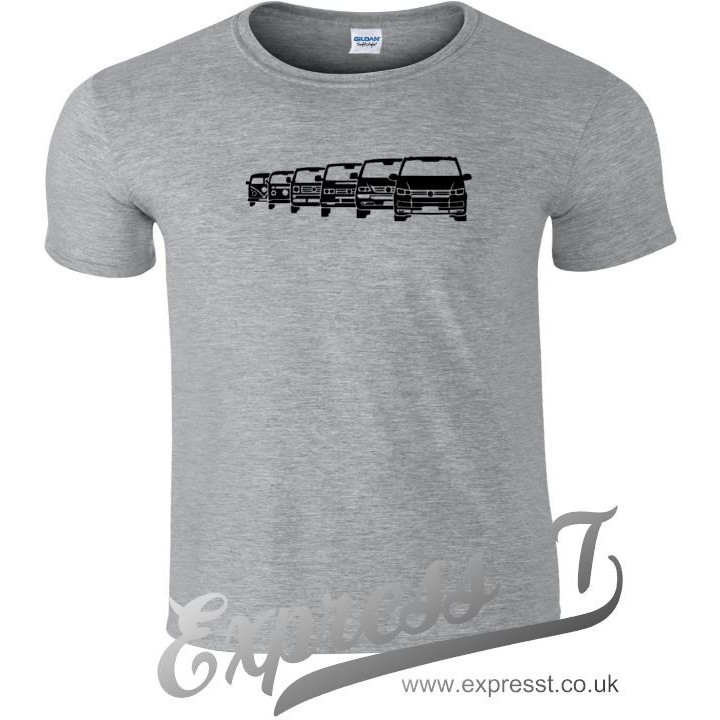 VW T1–T6 Van Evolution T-Shirt | Classic Volkswagen Camper Van Generations Tee