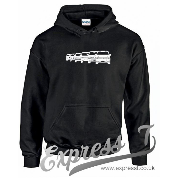 VW T1–T6 Van Evolution Hoodie | Volkswagen Camper Van Generations Hoodie