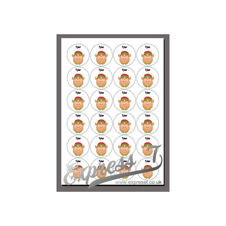 Elf Face Christmas Personalised Stickers – Custom Name Festive Gift Labels for Holiday Wrapping