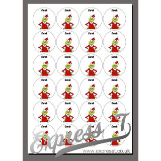 Grinch-Inspired Christmas Personalised Stickers – Custom Name Festive Gift Labels for Holiday Wrapping