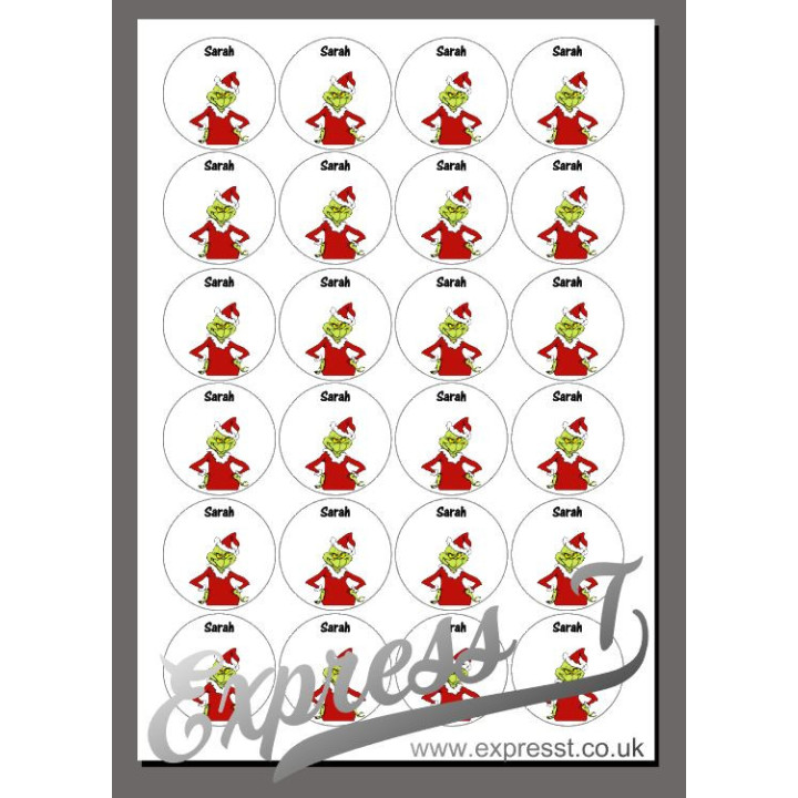Grinch-Inspired Christmas Personalised Stickers – Custom Name Festive Gift Labels for Holiday Wrapping