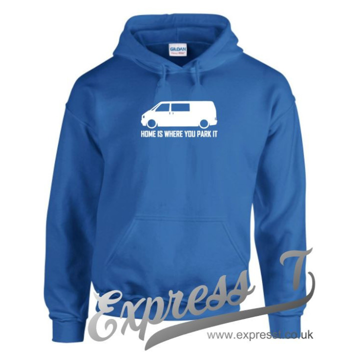 VW T4 “Home Is Where You Park It” Hoodie – Cozy Vanlife Camper Van Hoodie for Volkswagen Fans