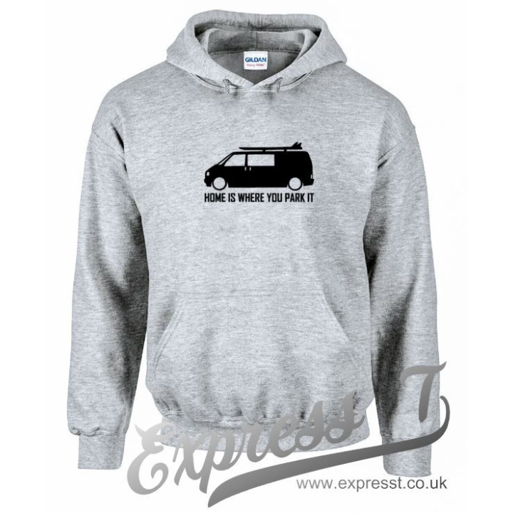 VW T4 Surfer Hoodie – “Home Is Where You Park It” Vanlife Hoodie for Volkswagen T4 Camper & Surf Lovers