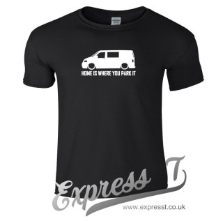 VW T5 “Home Is Where You Park It” T-Shirt – Premium Campervan Adventure Tee