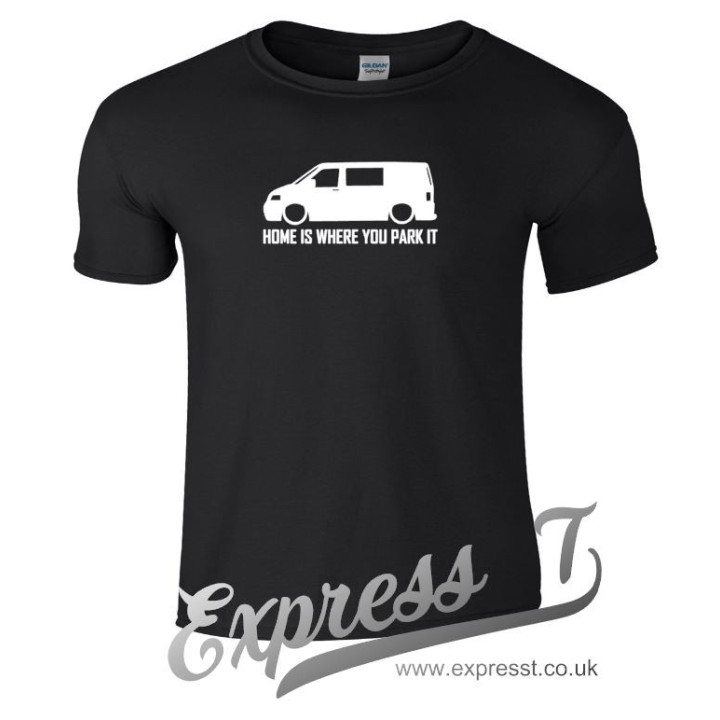 VW T5 “Home Is Where You Park It” T-Shirt – Premium Campervan Adventure Tee