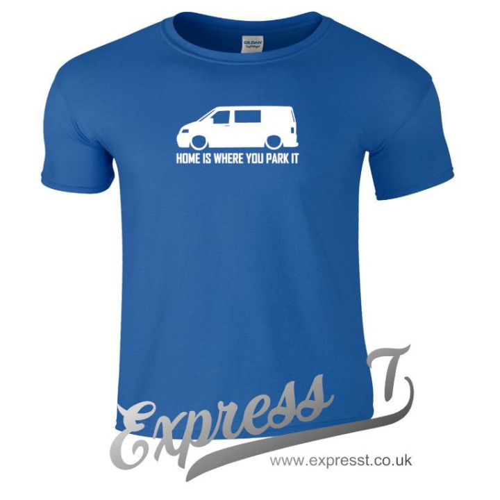 VW T5 “Home Is Where You Park It” T-Shirt – Premium Campervan Adventure Tee