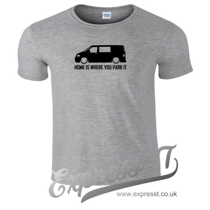 VW T5 “Home Is Where You Park It” T-Shirt – Premium Campervan Adventure Tee
