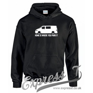 VW T5 “Home Is Where You Park It” Hoodie – Campervan Adventure Hoodie