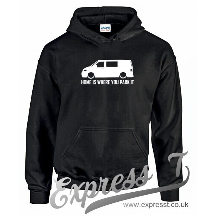 VW T5 “Home Is Where You Park It” Hoodie – Campervan Adventure Hoodie
