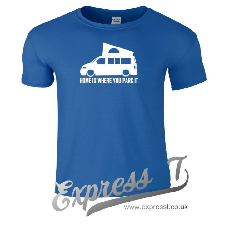 VW T5 Pop Up “Home Is Where You Park It” T Shirt – Premium Campervan Adventure Tee