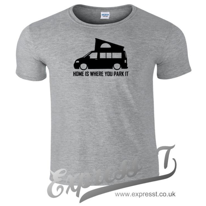 VW T5 Pop Up “Home Is Where You Park It” T Shirt – Premium Campervan Adventure Tee