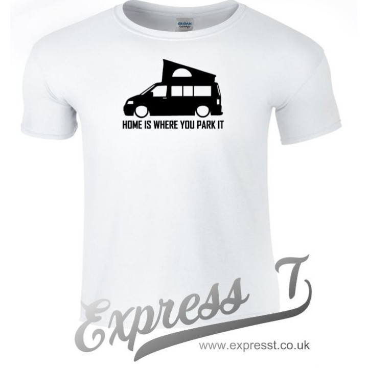 VW T5 Pop Up “Home Is Where You Park It” T Shirt – Premium Campervan Adventure Tee