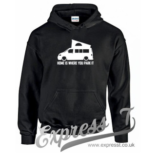 VW T5 Pop Up “Home Is Where You Park It” Hoodie – Campervan Adventure Hoodie