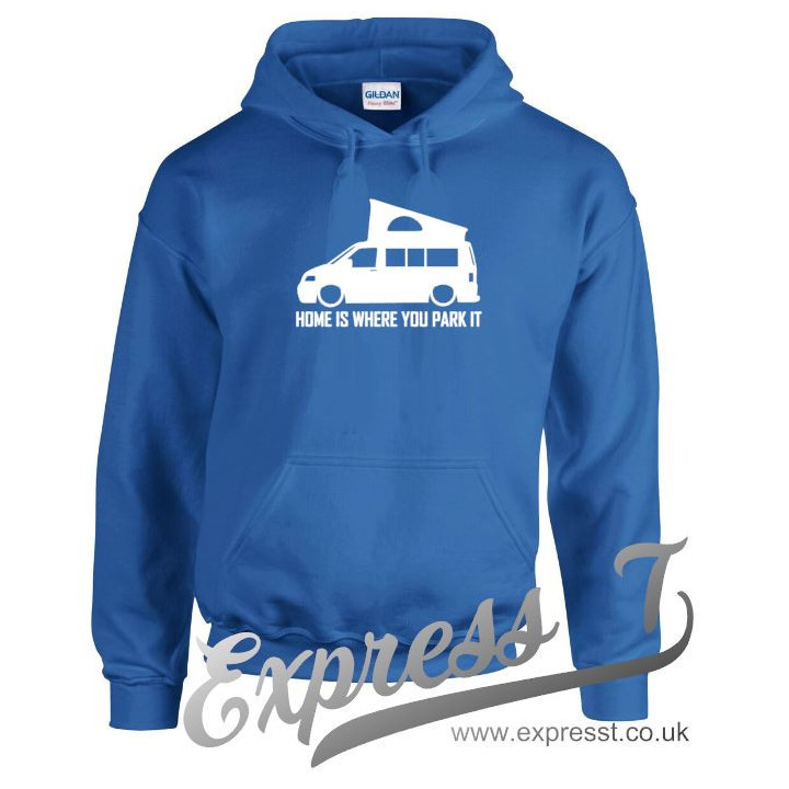 VW T5 Pop Up “Home Is Where You Park It” Hoodie – Campervan Adventure Hoodie